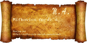 Mifkovics Apród névjegykártya